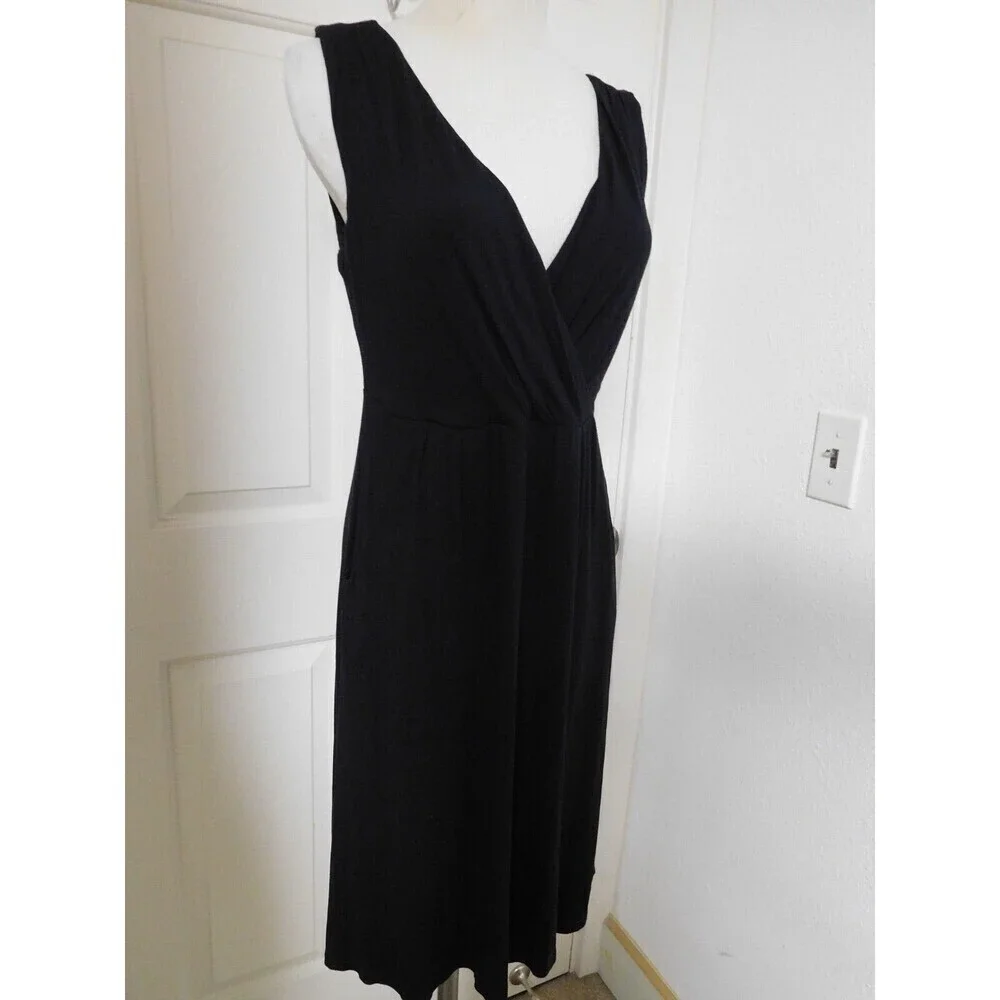 black jersey dress knee length Garnet Hill | Dresses | Garnet Hill Viscose Stretch Crossover Bodice Sz S Womens dresses